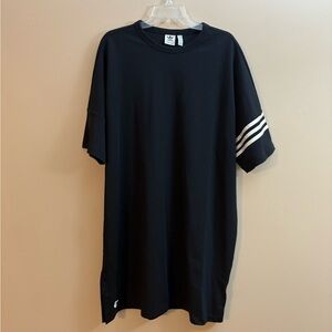 Adidas T-Shirt Dress Black with White Sleeve Stripes